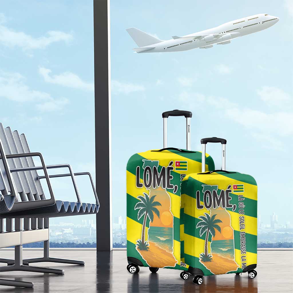Lome Togo Sunset Luggage Cover with Palm Trees and Ocean Embrace Design TS04