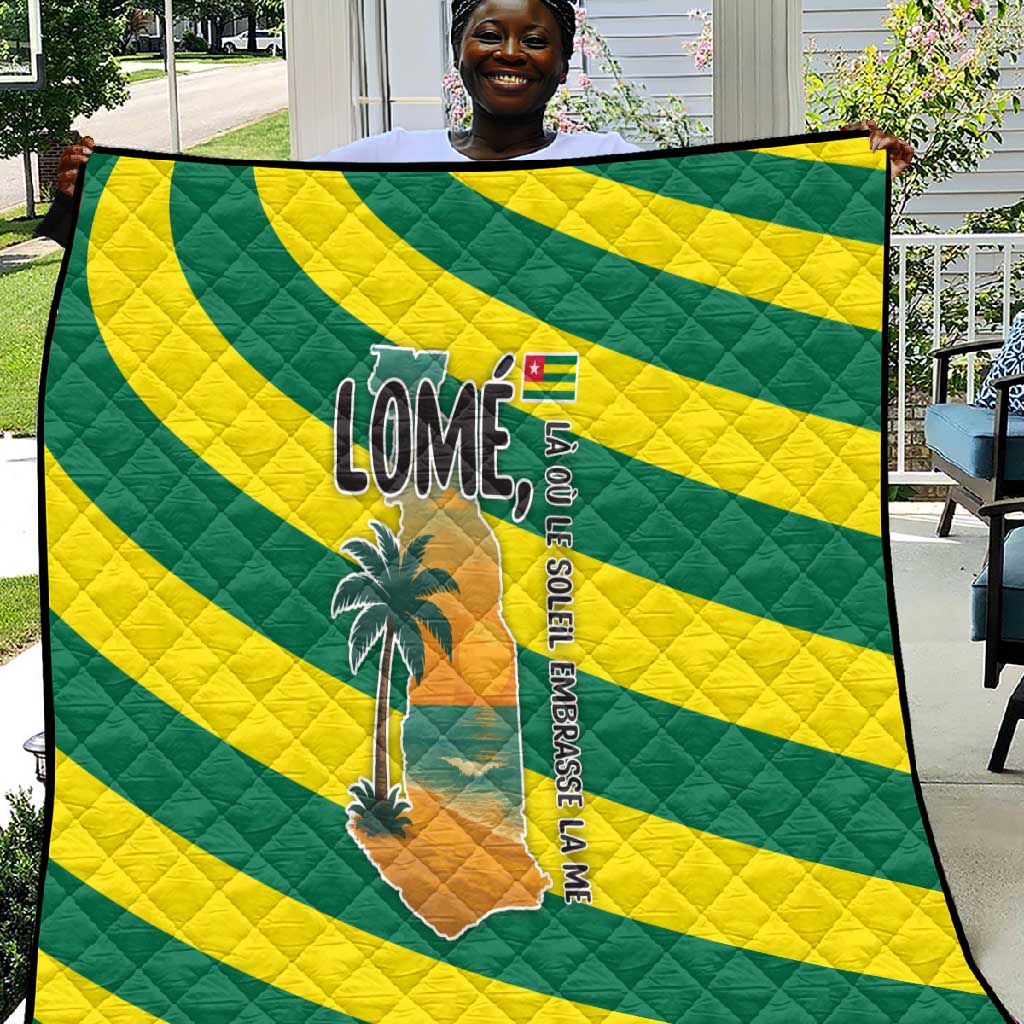 Lome Togo Sunset Quilt - Palm Trees and Ocean Embrace Design TS04