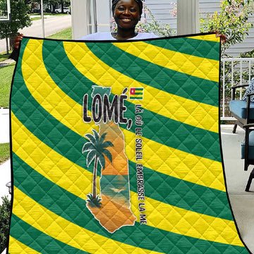Lome Togo Sunset Quilt - Palm Trees and Ocean Embrace Design TS04