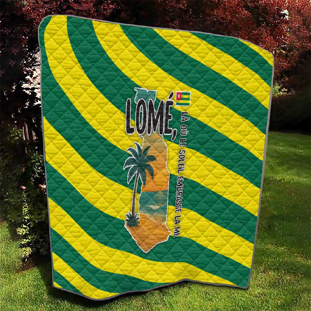 Lome Togo Sunset Quilt - Palm Trees and Ocean Embrace Design TS04