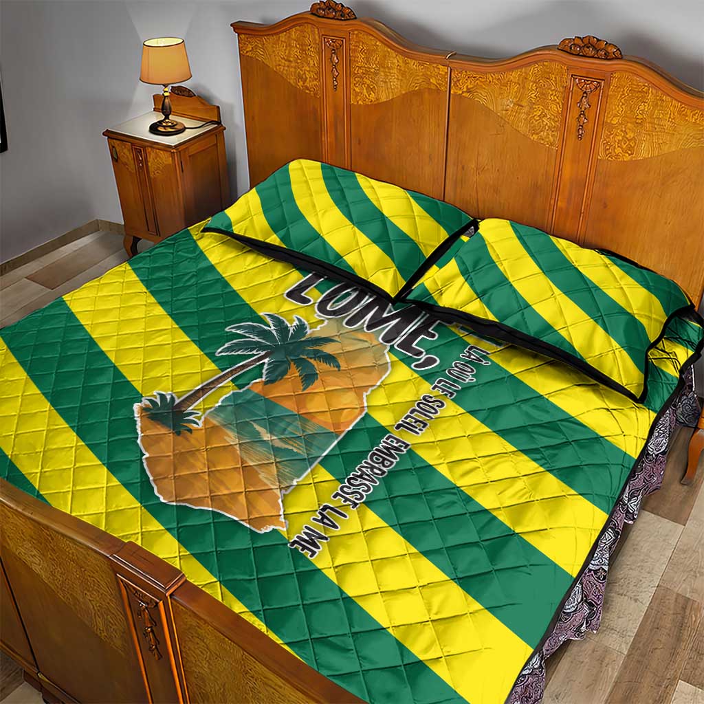 Lome Togo Sunset Quilt Bed Set - Palm Trees and Ocean Embrace Design TS04