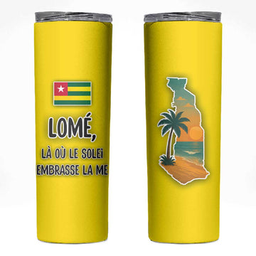 Lome Togo Sunset Skinny Tumbler - Palm Trees and Ocean Embrace Design TS04