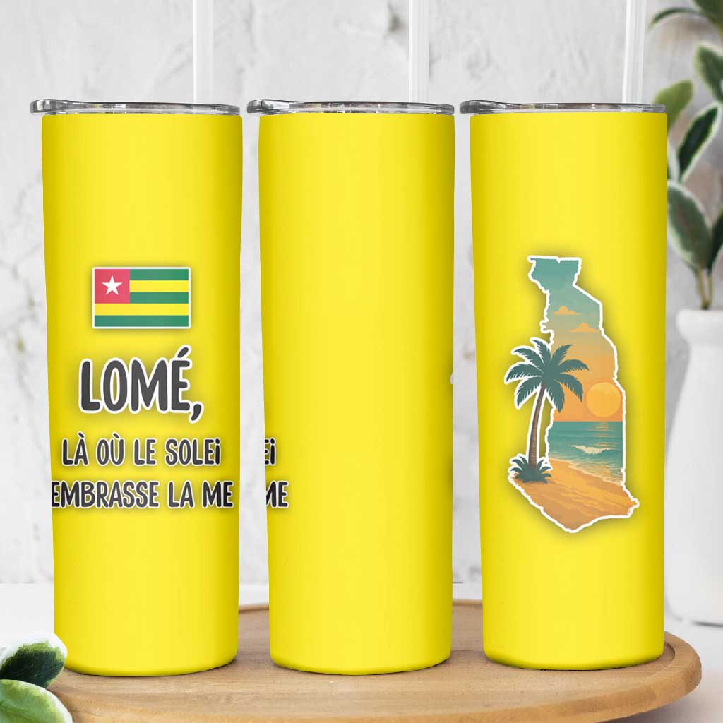 Lome Togo Sunset Skinny Tumbler - Palm Trees and Ocean Embrace Design TS04