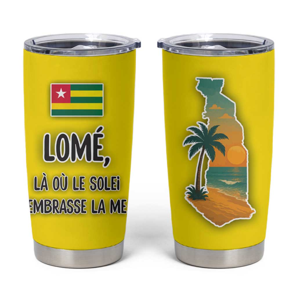 Lome Togo Sunset Tumbler Cup - Palm Trees and Ocean Embrace Design TS04