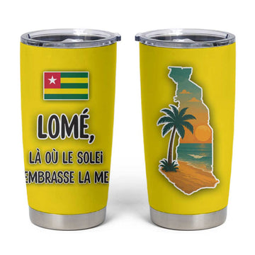 Lome Togo Sunset Tumbler Cup - Palm Trees and Ocean Embrace Design TS04