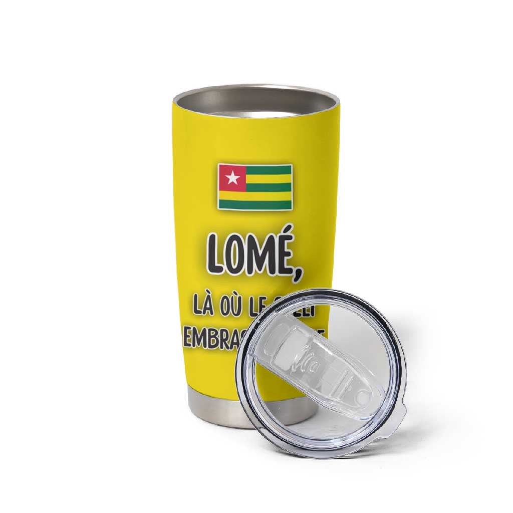 Lome Togo Sunset Tumbler Cup - Palm Trees and Ocean Embrace Design TS04