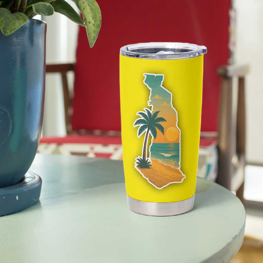 Lome Togo Sunset Tumbler Cup - Palm Trees and Ocean Embrace Design TS04