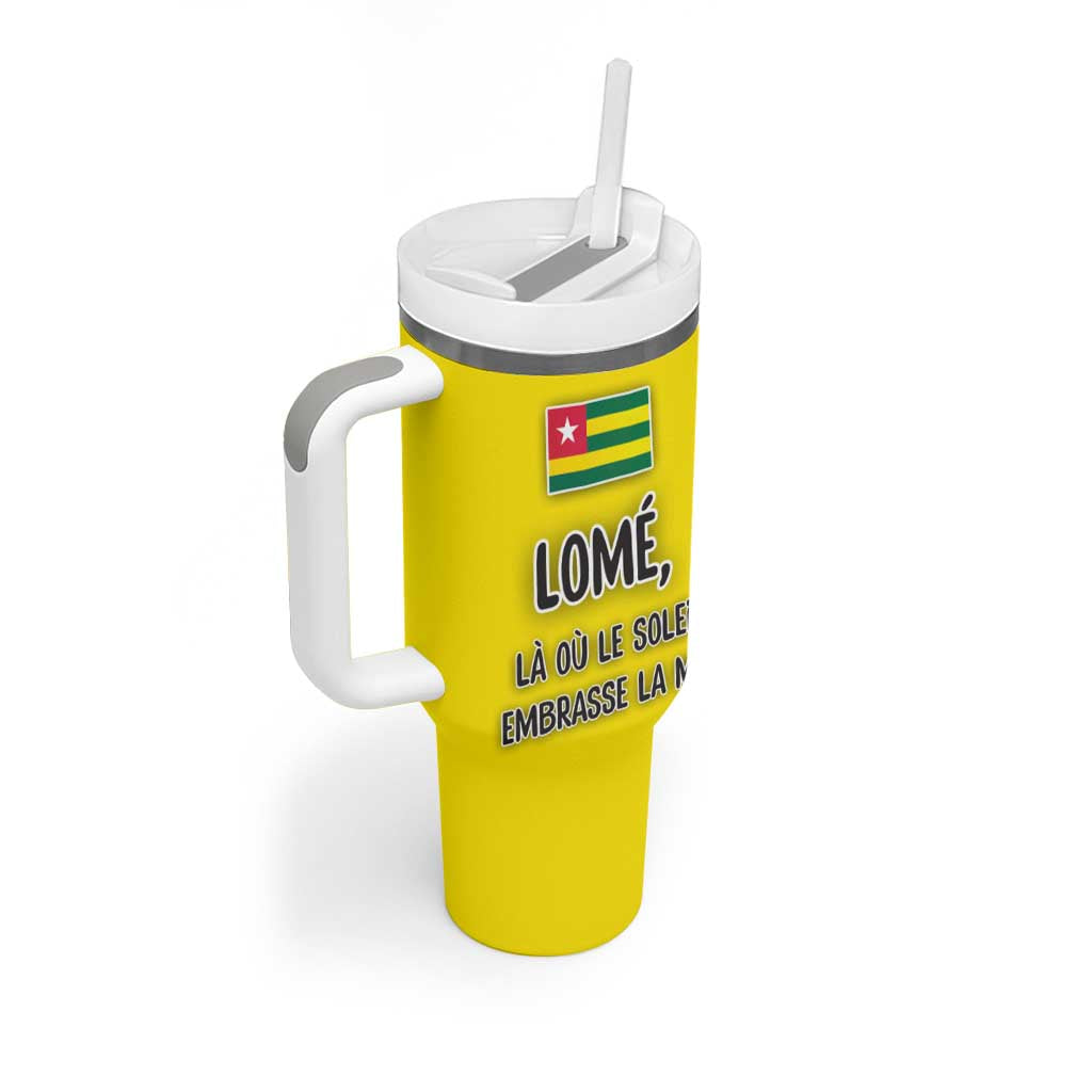 Lome Togo Sunset Tumbler With Handle - Palm Trees and Ocean Embrace Design TS04