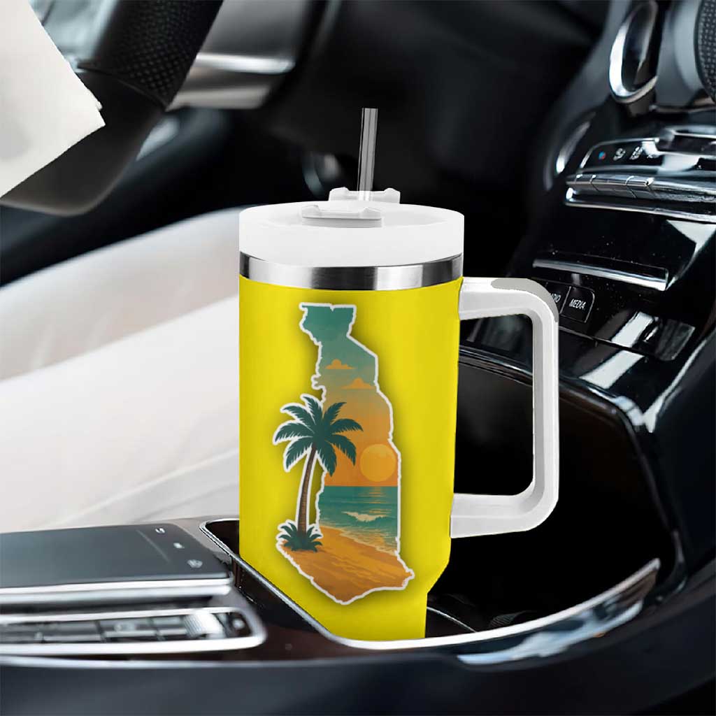 Lome Togo Sunset Tumbler With Handle - Palm Trees and Ocean Embrace Design TS04