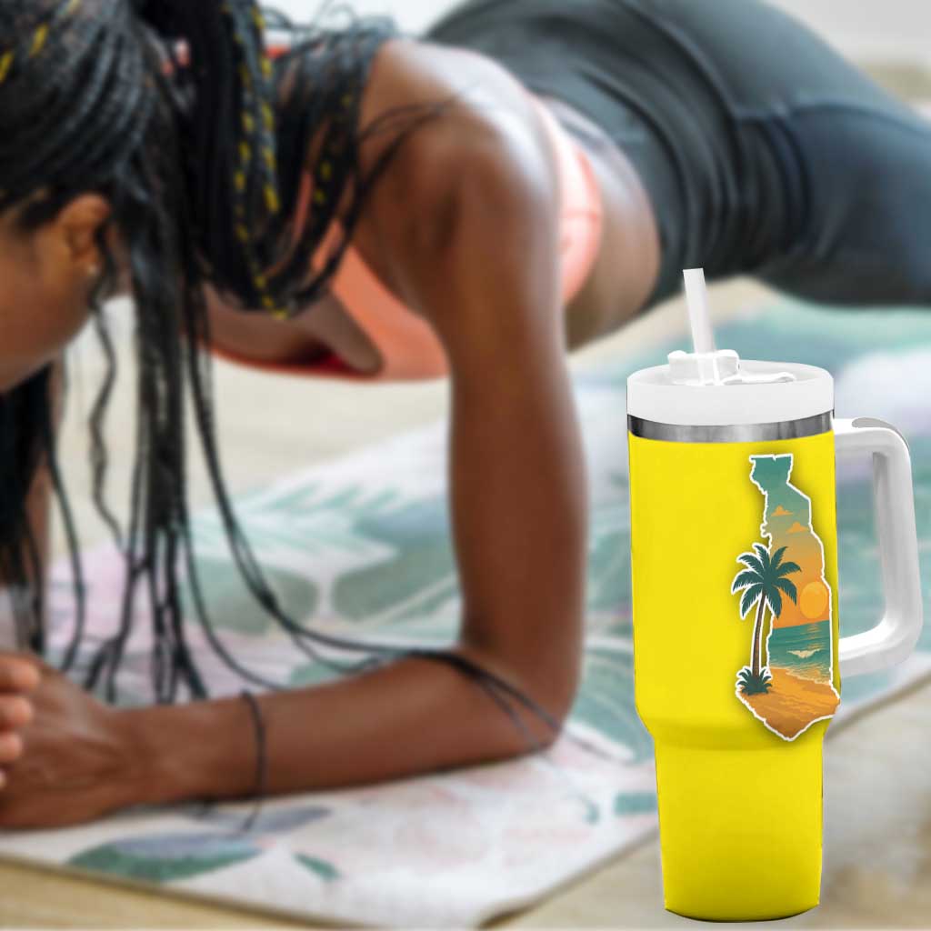 Lome Togo Sunset Tumbler With Handle - Palm Trees and Ocean Embrace Design TS04
