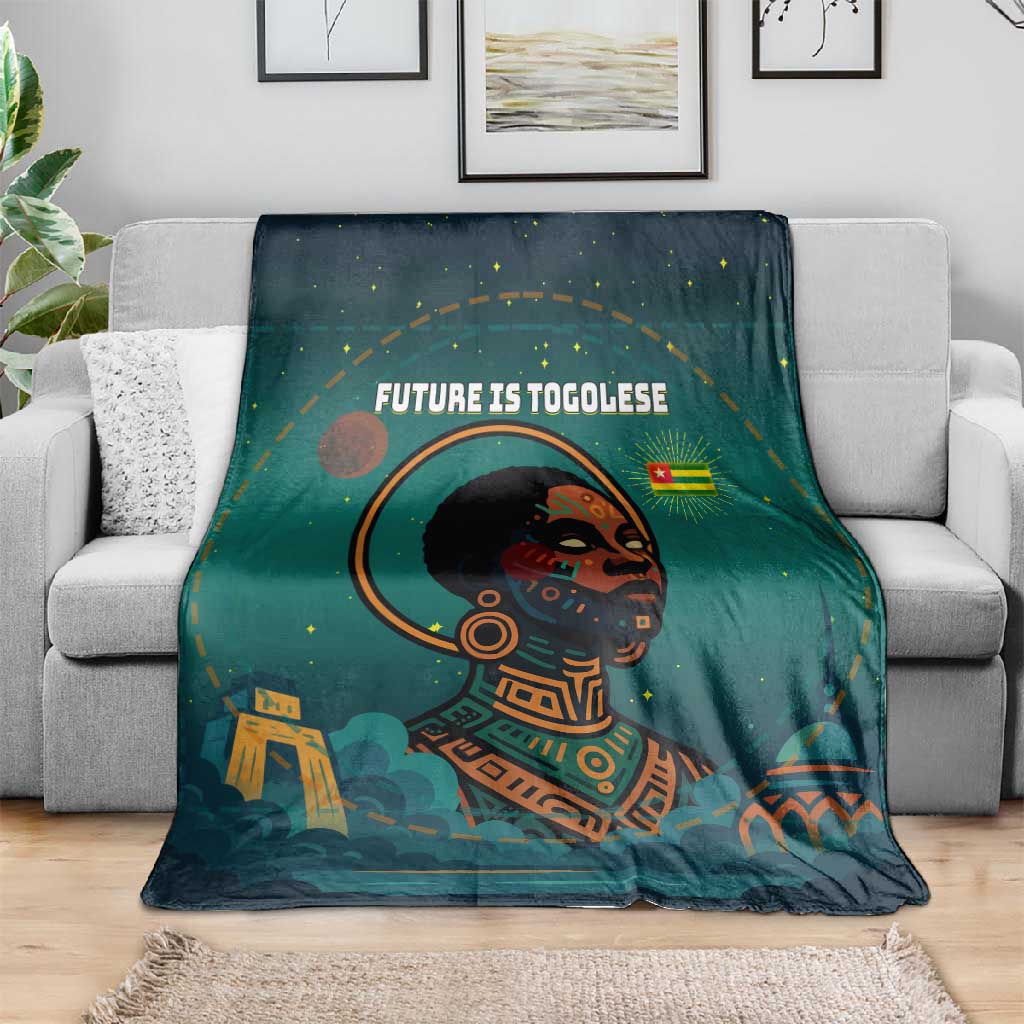 Togo Futuristic Afrocentric Woman Blanket with Flag and Stars Design TS04