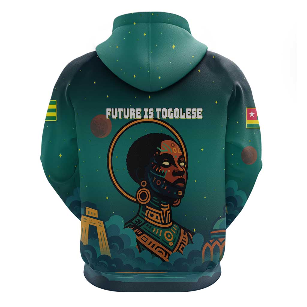 Togo Futuristic Afrocentric Woman Hoodie with Flag and Stars Design TS04