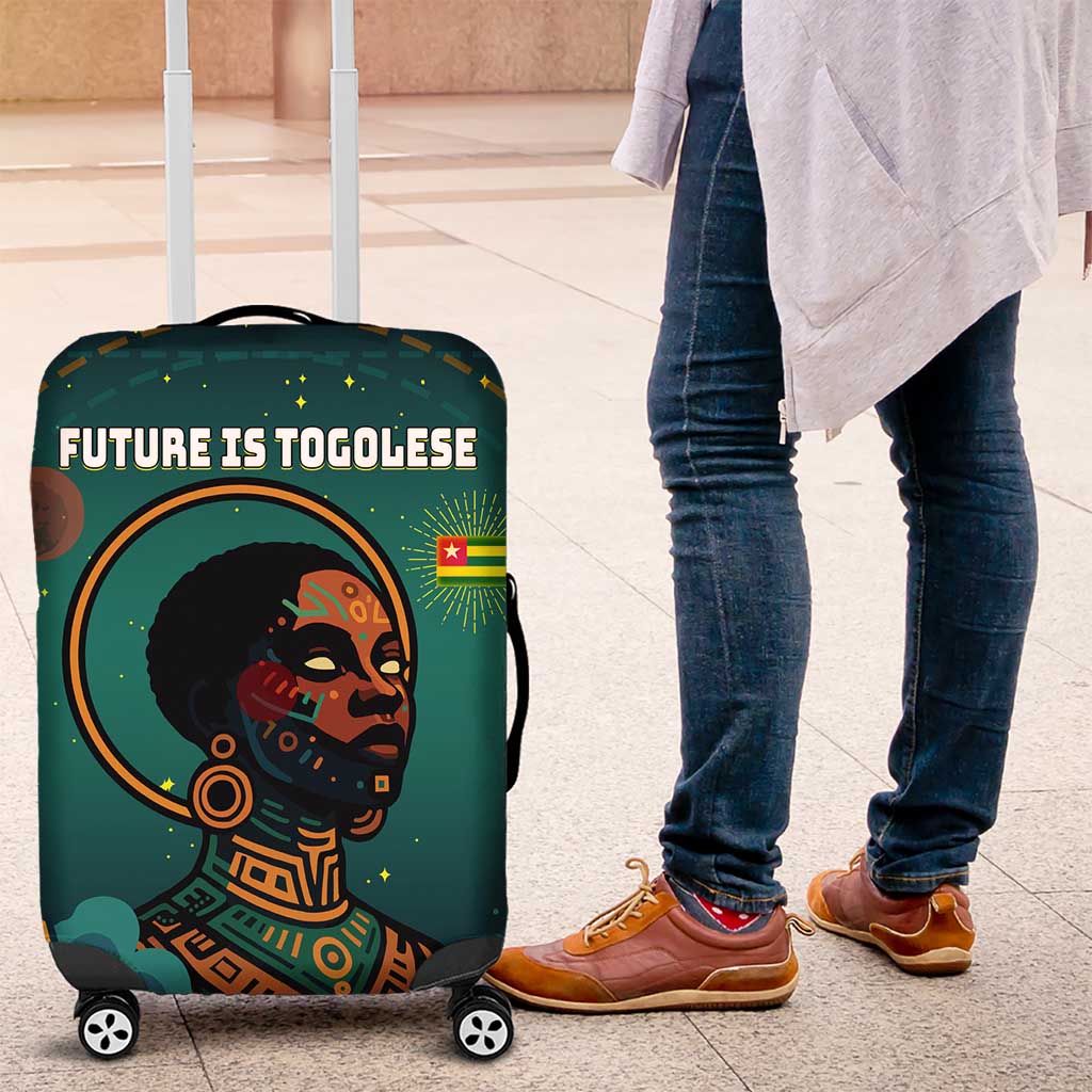 Togo Futuristic Afrocentric Woman Luggage Cover with Flag and Stars Design TS04