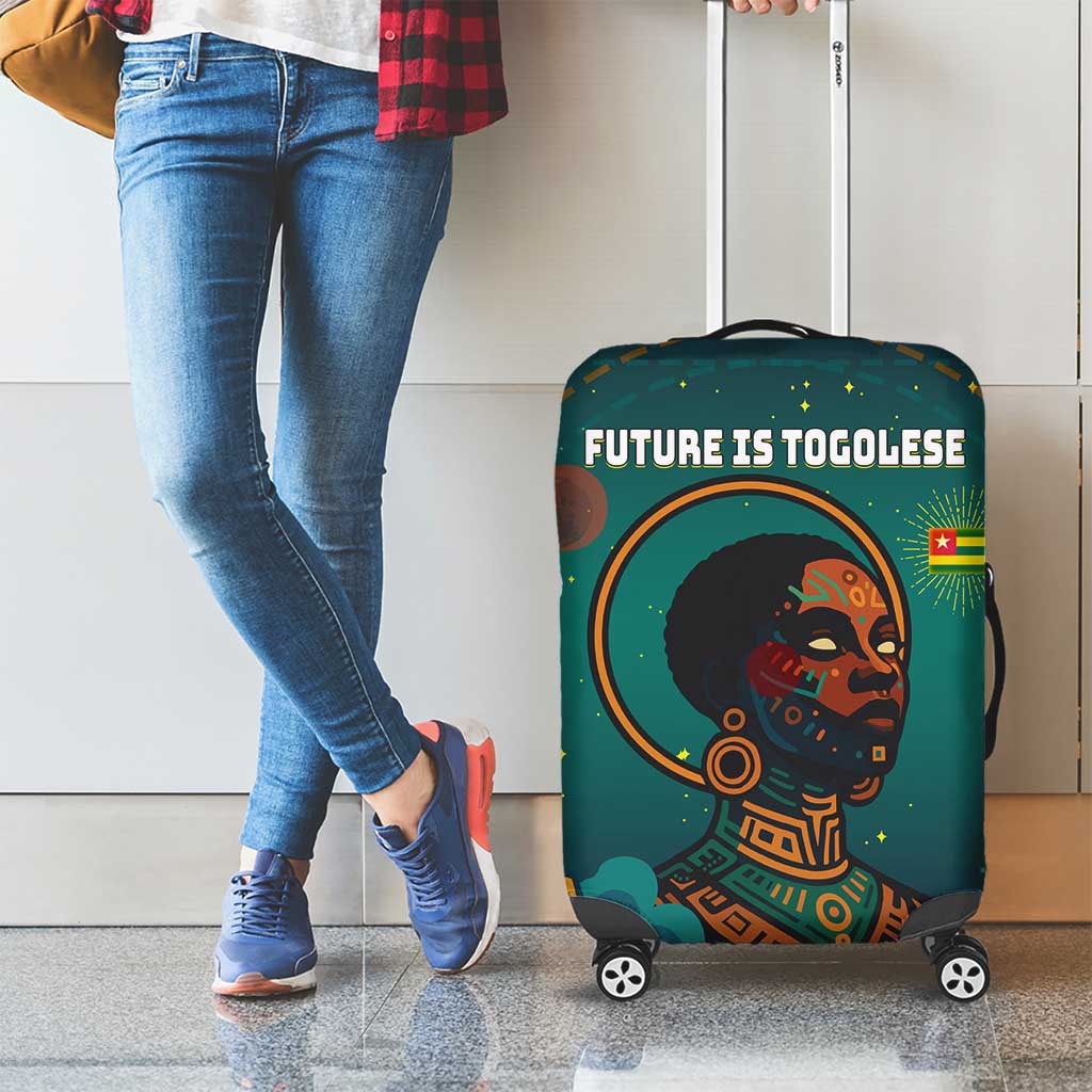 Togo Futuristic Afrocentric Woman Luggage Cover with Flag and Stars Design TS04