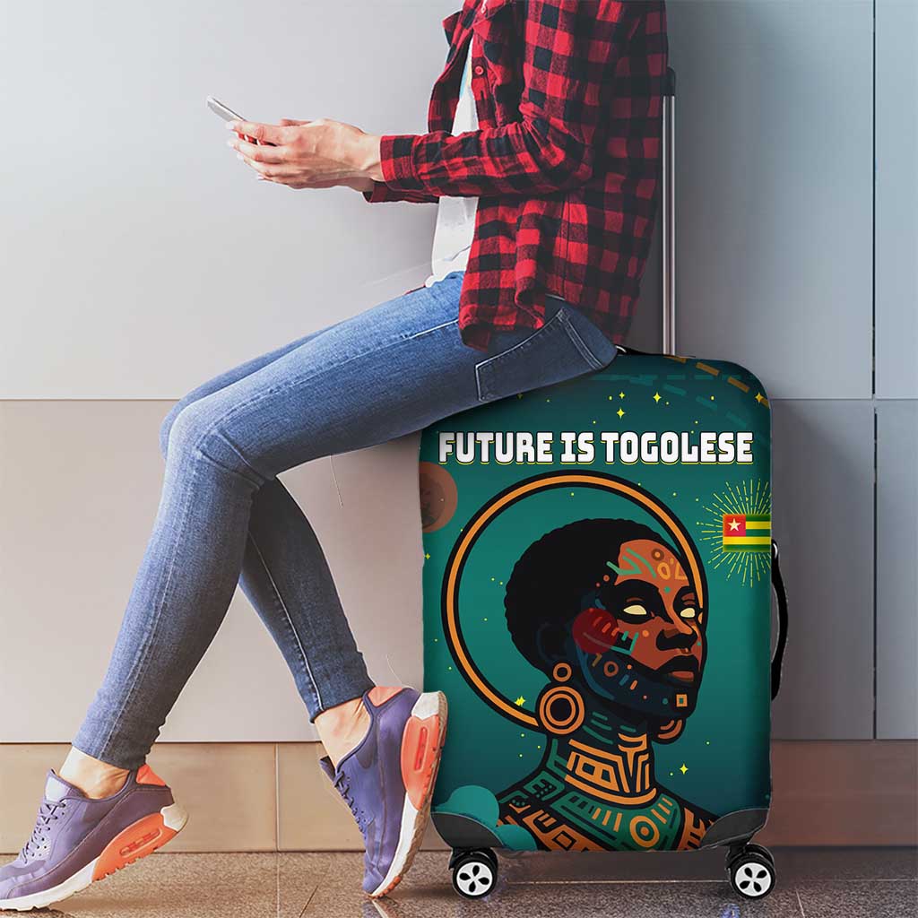 Togo Futuristic Afrocentric Woman Luggage Cover with Flag and Stars Design TS04