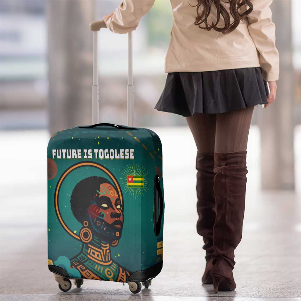 Togo Futuristic Afrocentric Woman Luggage Cover with Flag and Stars Design TS04