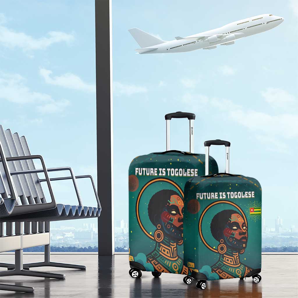 Togo Futuristic Afrocentric Woman Luggage Cover with Flag and Stars Design TS04