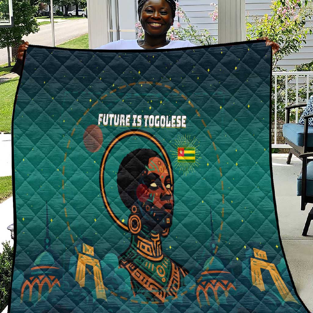 Togo Futuristic Afrocentric Woman Quilt with Flag and Stars Design TS04