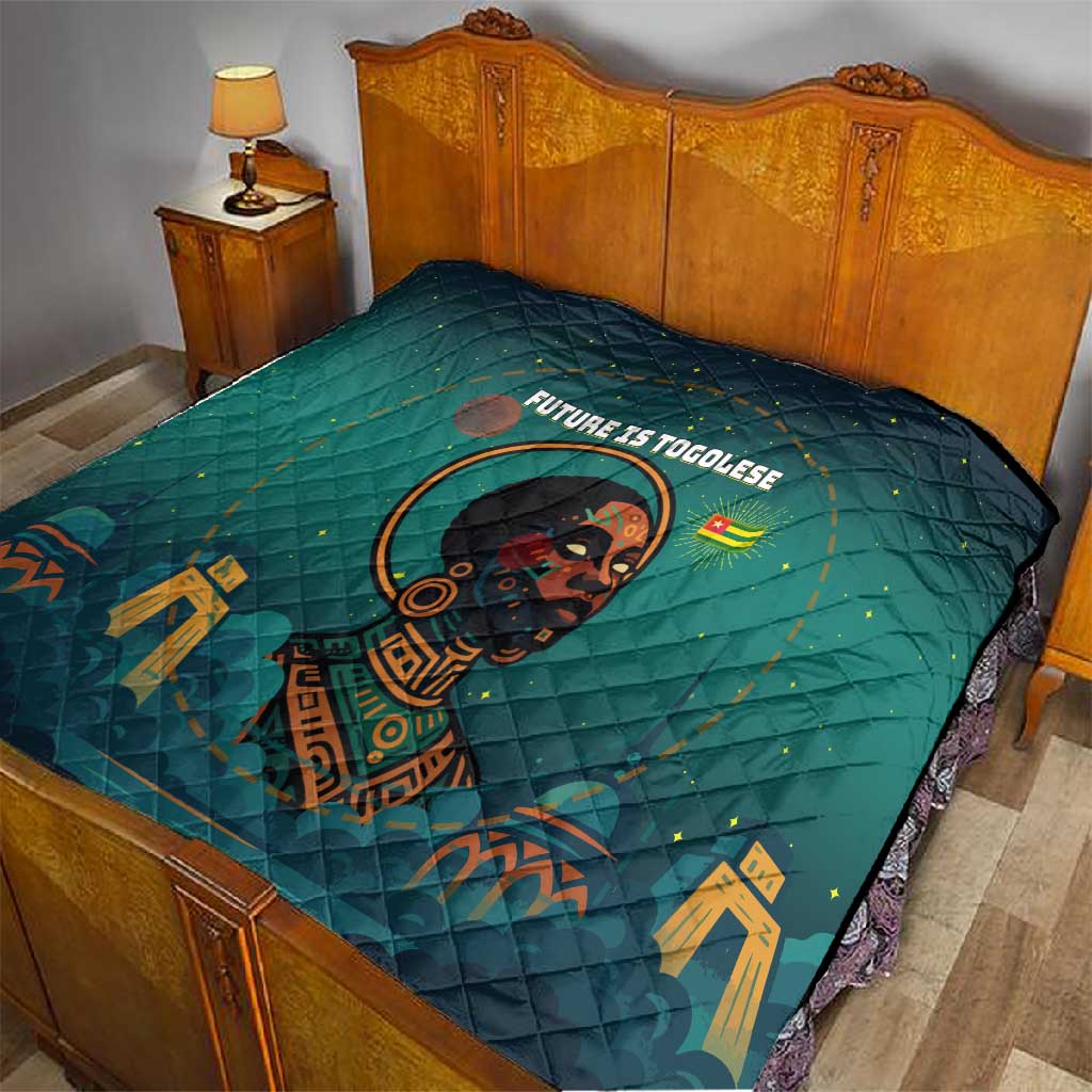 Togo Futuristic Afrocentric Woman Quilt with Flag and Stars Design TS04