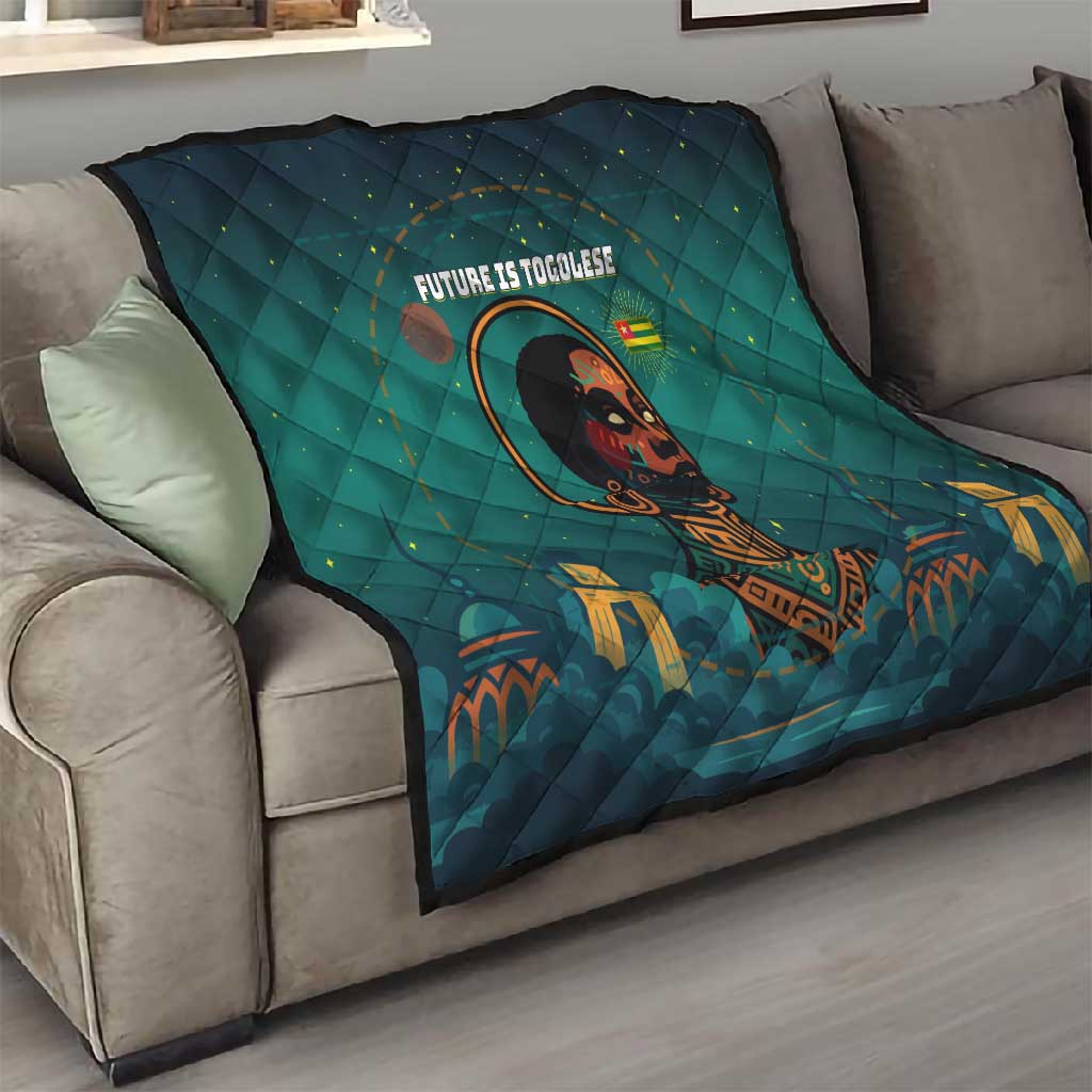 Togo Futuristic Afrocentric Woman Quilt with Flag and Stars Design TS04