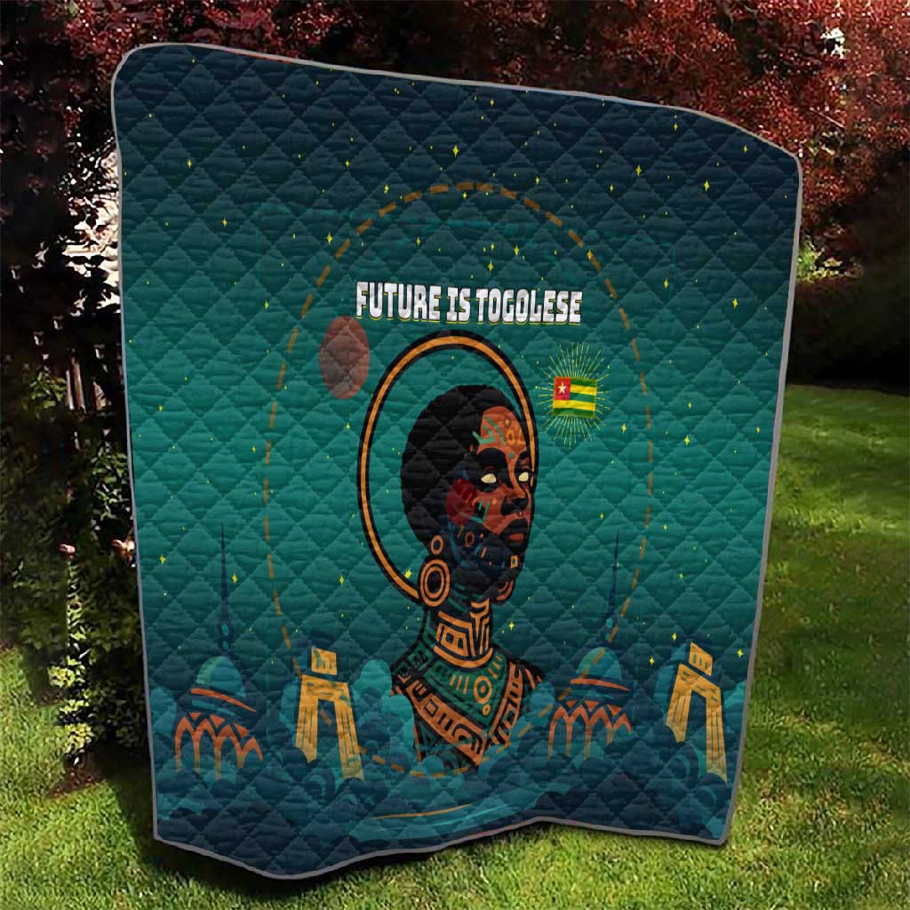 Togo Futuristic Afrocentric Woman Quilt with Flag and Stars Design TS04