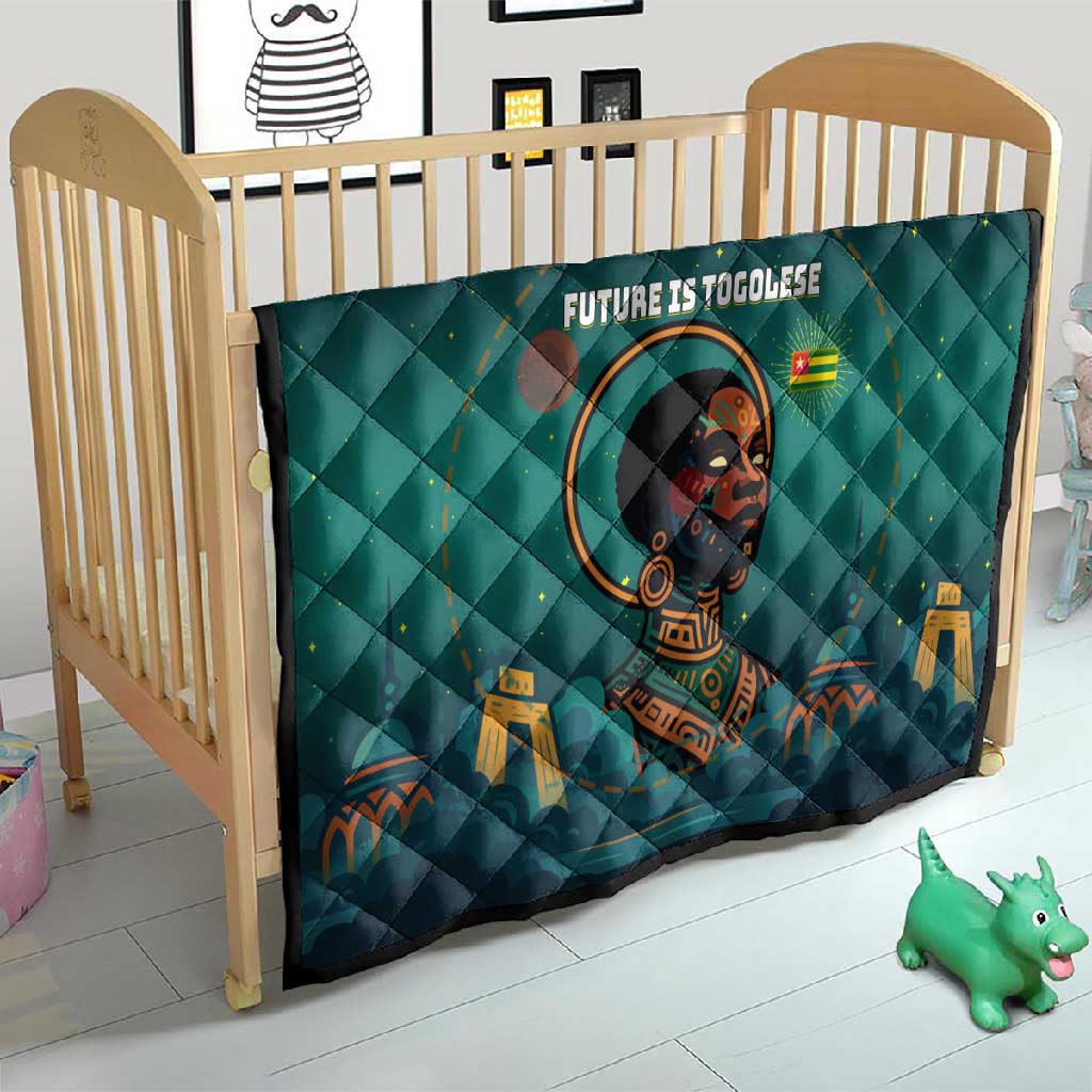 Togo Futuristic Afrocentric Woman Quilt with Flag and Stars Design TS04