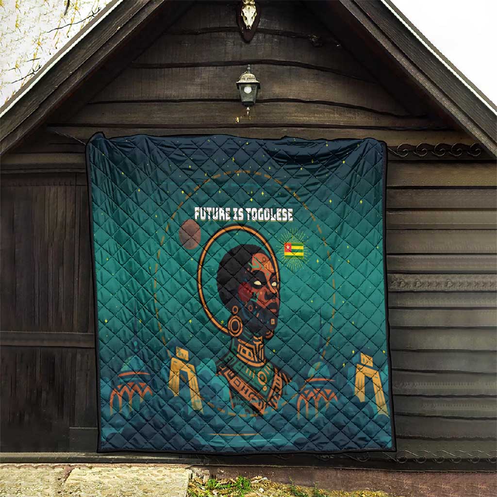Togo Futuristic Afrocentric Woman Quilt with Flag and Stars Design TS04