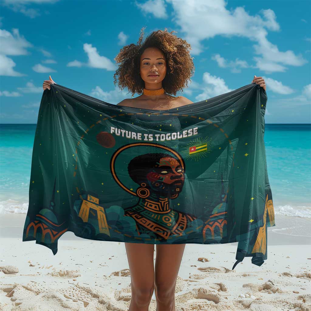 Togo Futuristic Afrocentric Woman Sarong with Flag and Stars Design TS04