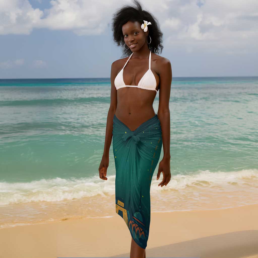 Togo Futuristic Afrocentric Woman Sarong with Flag and Stars Design TS04