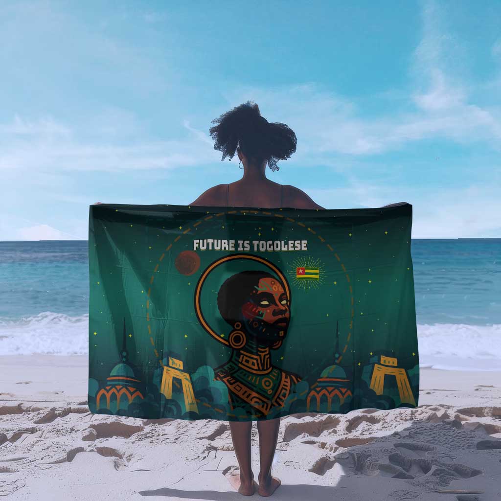 Togo Futuristic Afrocentric Woman Sarong with Flag and Stars Design TS04