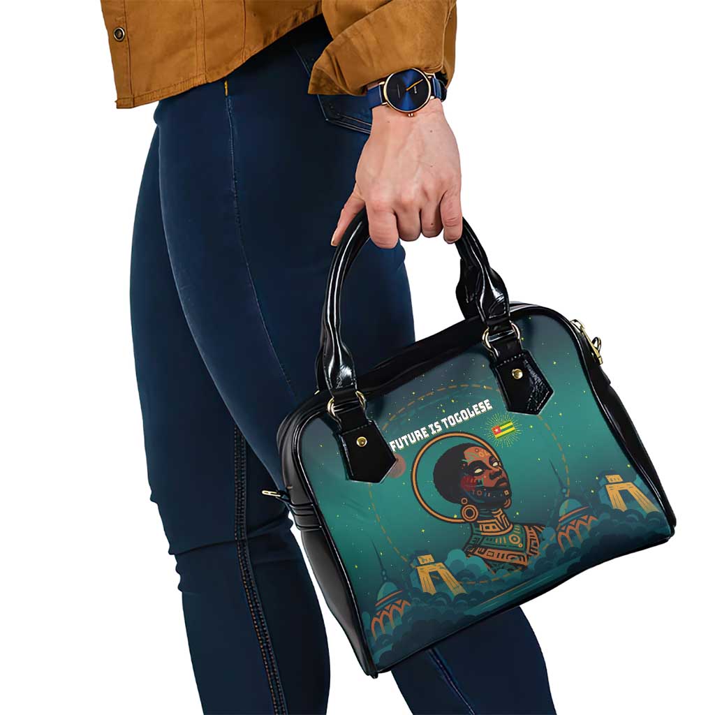 Togo Futuristic Afrocentric Woman Shoulder Handbag with Flag and Stars Design TS04