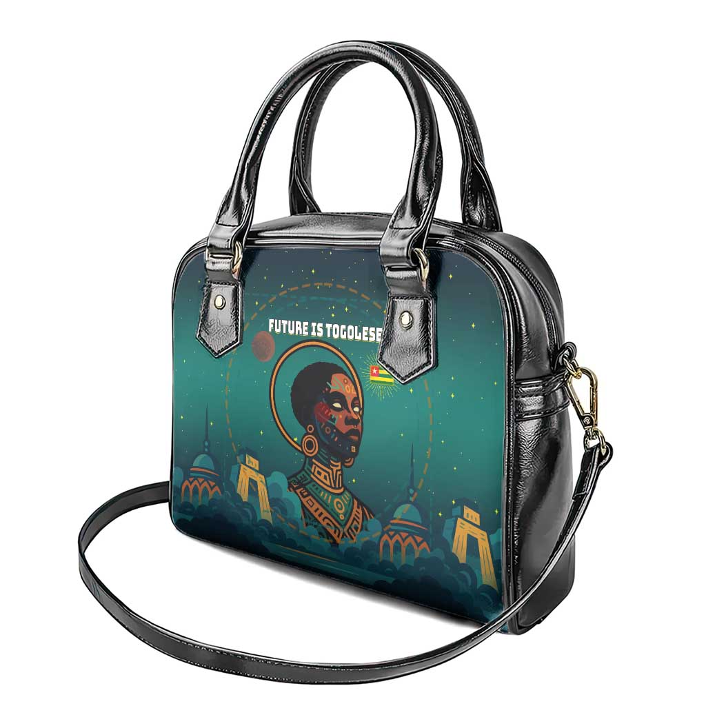 Togo Futuristic Afrocentric Woman Shoulder Handbag with Flag and Stars Design TS04