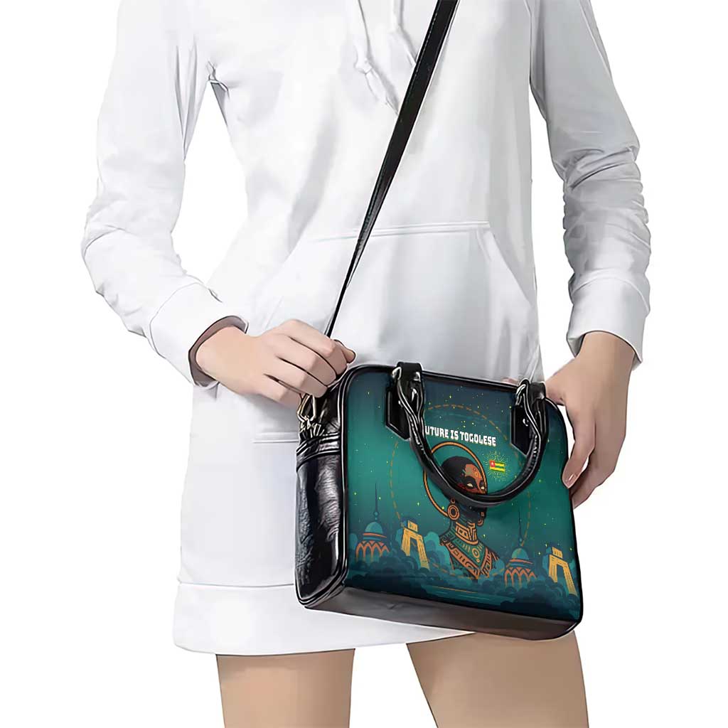 Togo Futuristic Afrocentric Woman Shoulder Handbag with Flag and Stars Design TS04