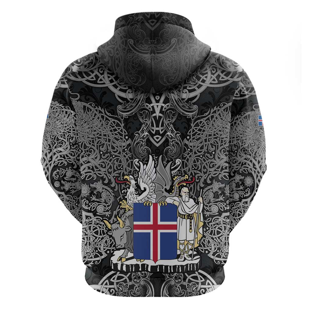 Icelandic Coat of Arms Hoodie Viking Knotwork and National Flag Design TS04
