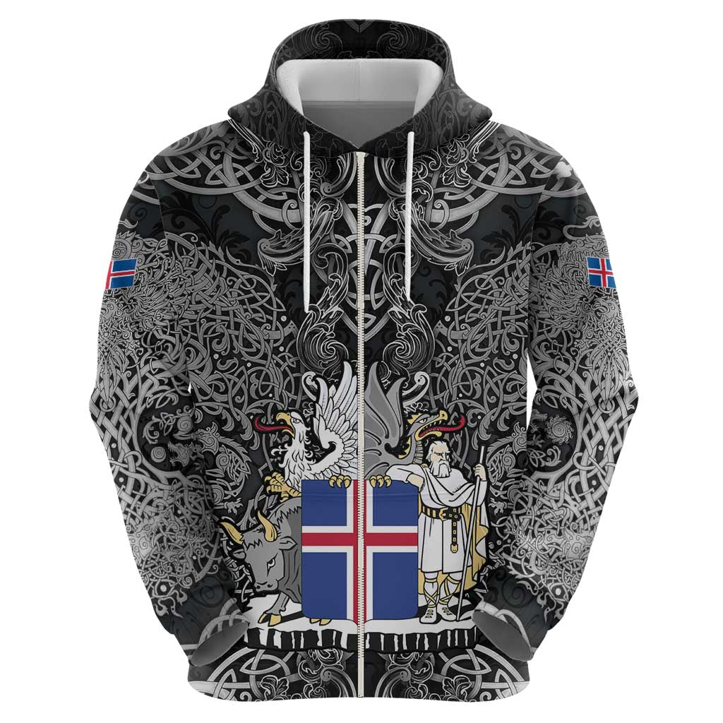Icelandic Coat of Arms Hoodie Viking Knotwork and National Flag Design TS04
