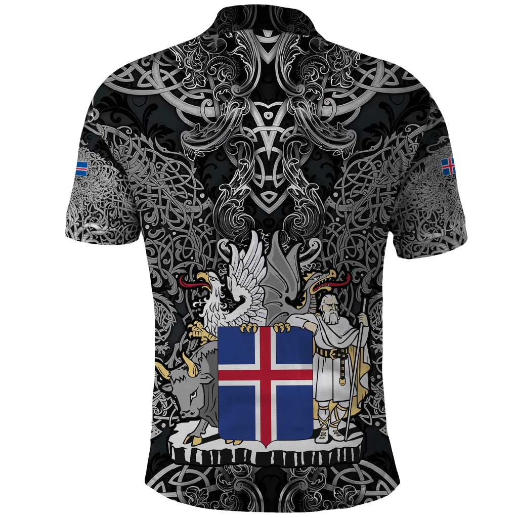Icelandic Coat of Arms Polo Shirt Viking Knotwork and National Flag Design TS04