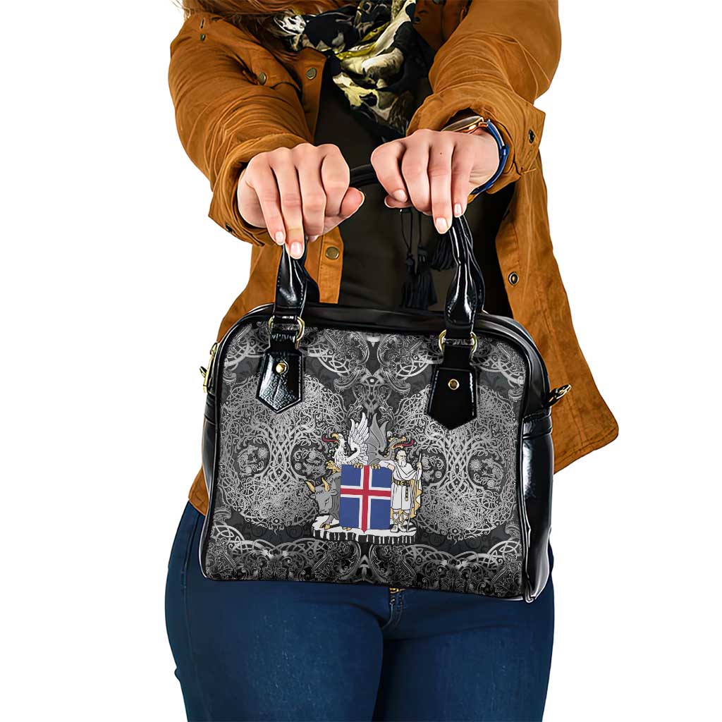 Icelandic Coat of Arms Shoulder Handbag Viking Knotwork and National Flag Design TS04