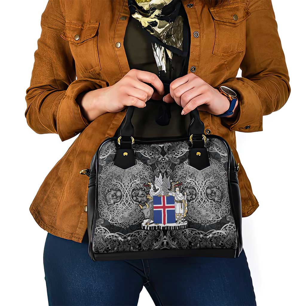 Icelandic Coat of Arms Shoulder Handbag Viking Knotwork and National Flag Design TS04