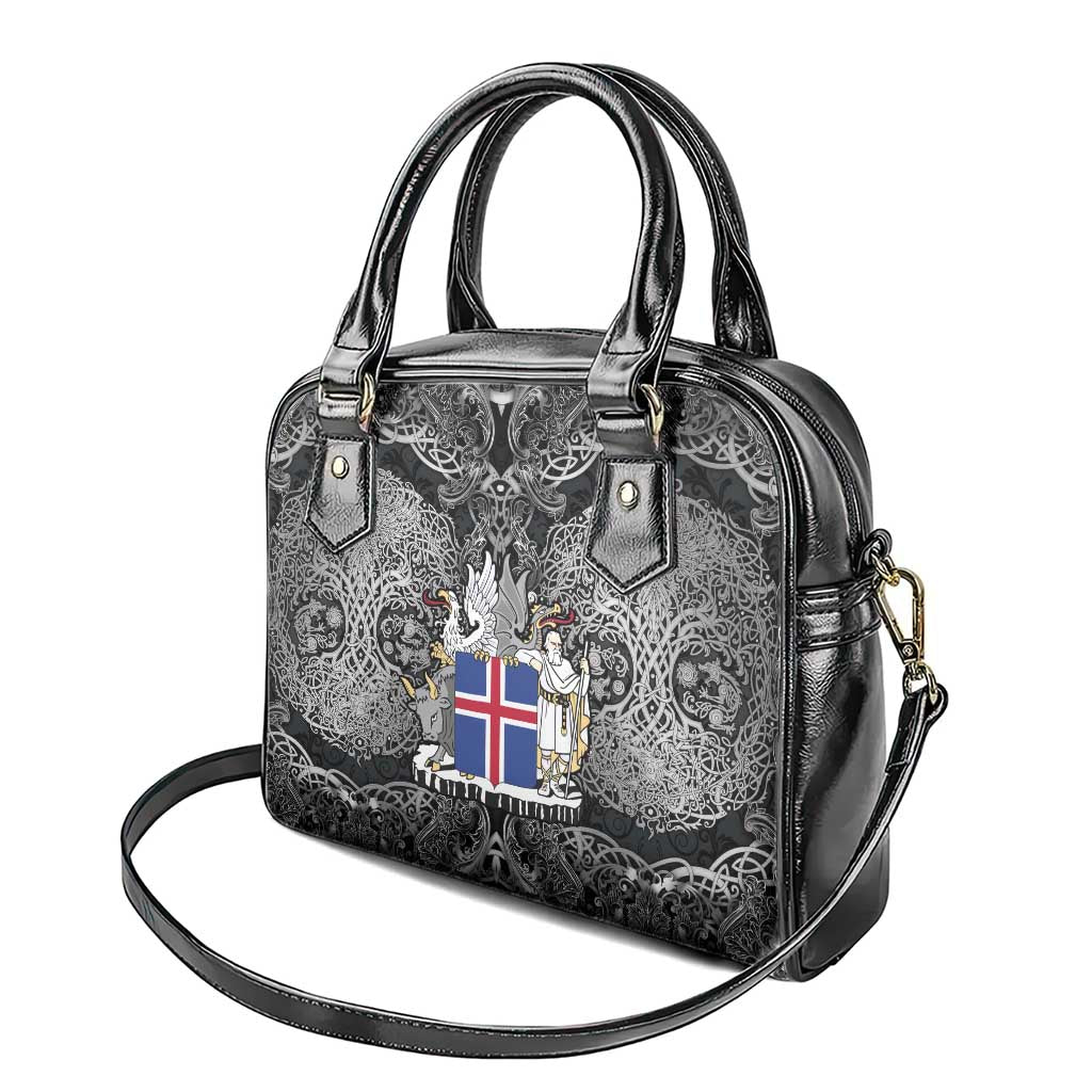 Icelandic Coat of Arms Shoulder Handbag Viking Knotwork and National Flag Design TS04