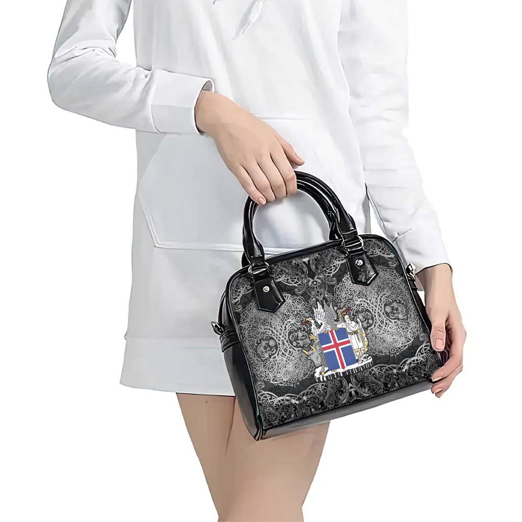 Icelandic Coat of Arms Shoulder Handbag Viking Knotwork and National Flag Design TS04