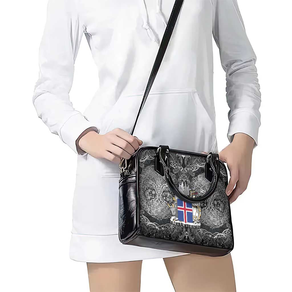 Icelandic Coat of Arms Shoulder Handbag Viking Knotwork and National Flag Design TS04