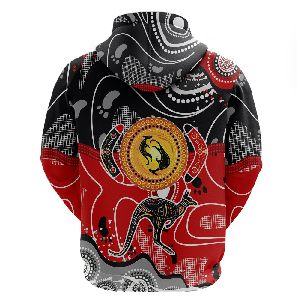 Aboriginal Flag Style Dot Art And Abstract Kangaroo Hoodie TS04