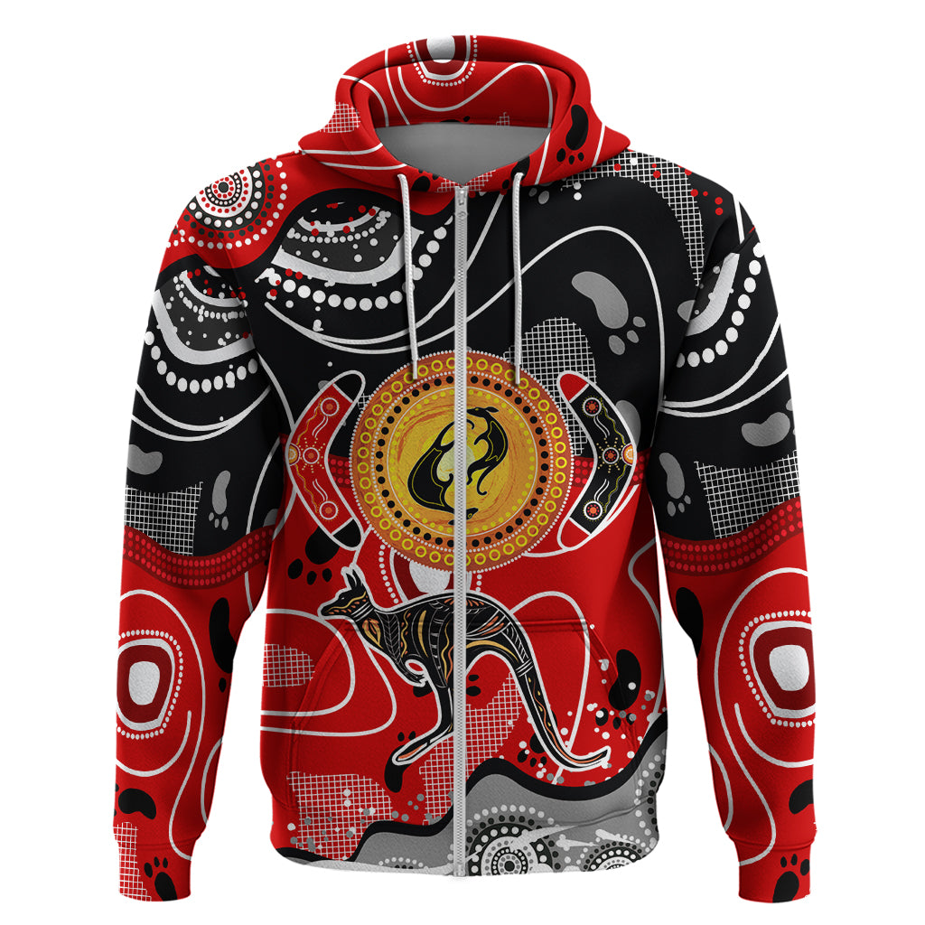 Aboriginal Flag Style Dot Art And Abstract Kangaroo Hoodie TS04