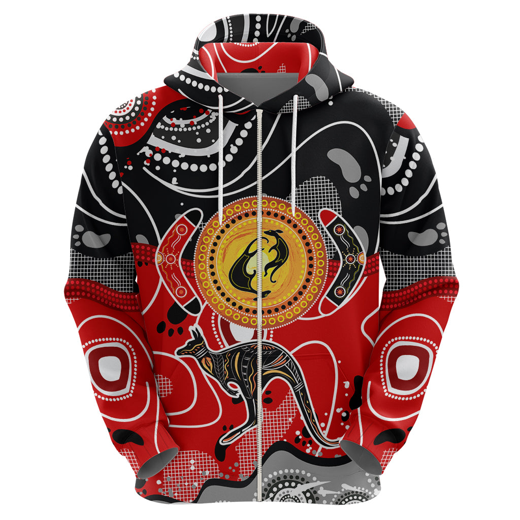 Aboriginal Flag Style Dot Art And Abstract Kangaroo Hoodie TS04