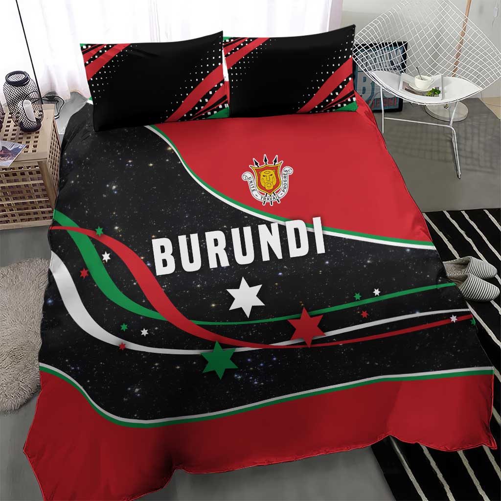 Burundi Bedding Set with Athletics Runners Black Red Green Flag Spirit TS04