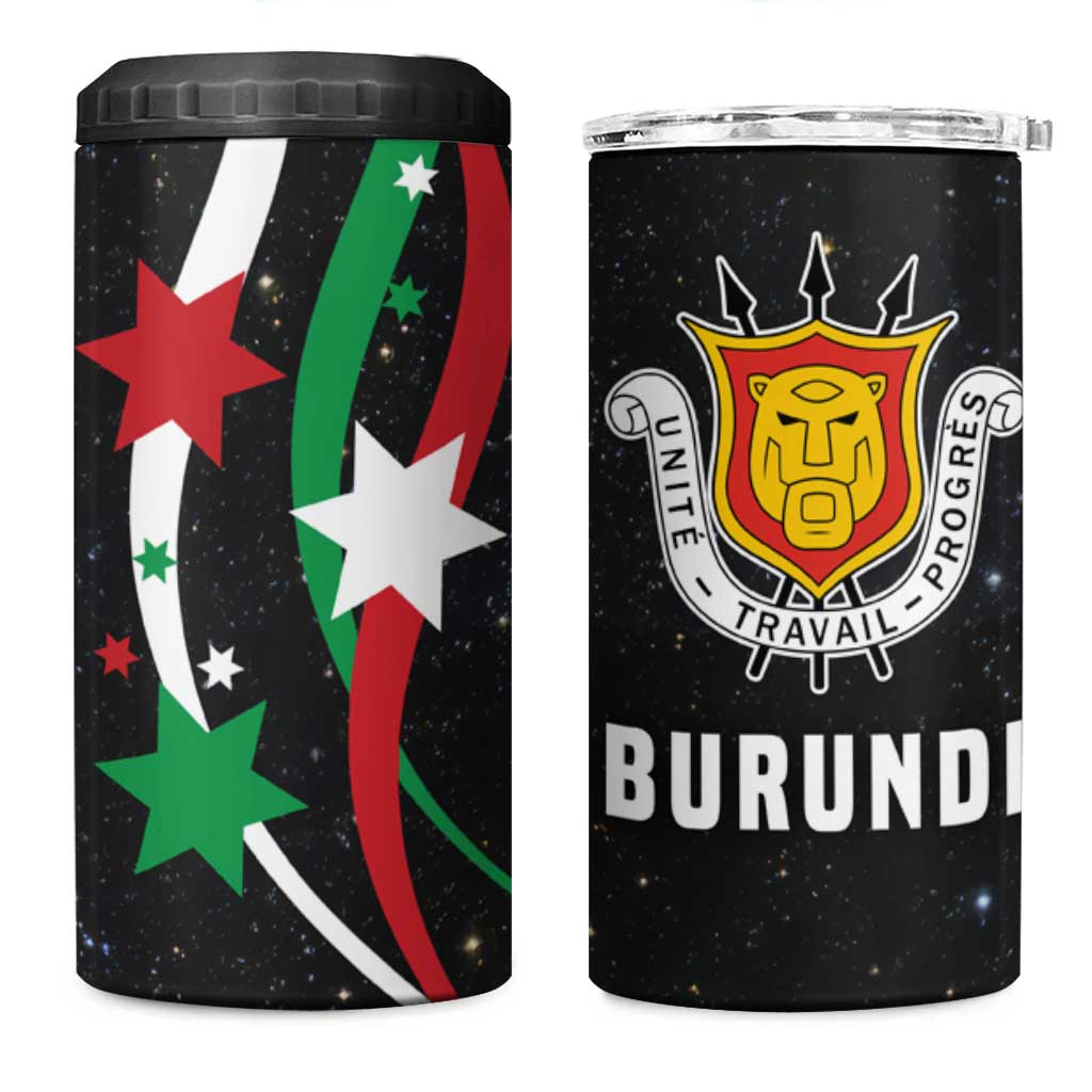 Burundi 4 in 1 Can Cooler Tumbler with Athletics Runners Black Red Green Flag Spirit TS04