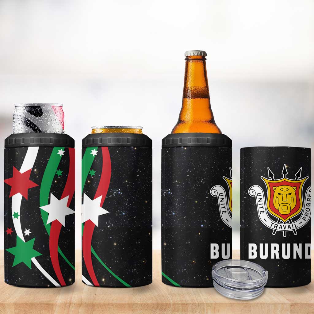 Burundi 4 in 1 Can Cooler Tumbler with Athletics Runners Black Red Green Flag Spirit TS04