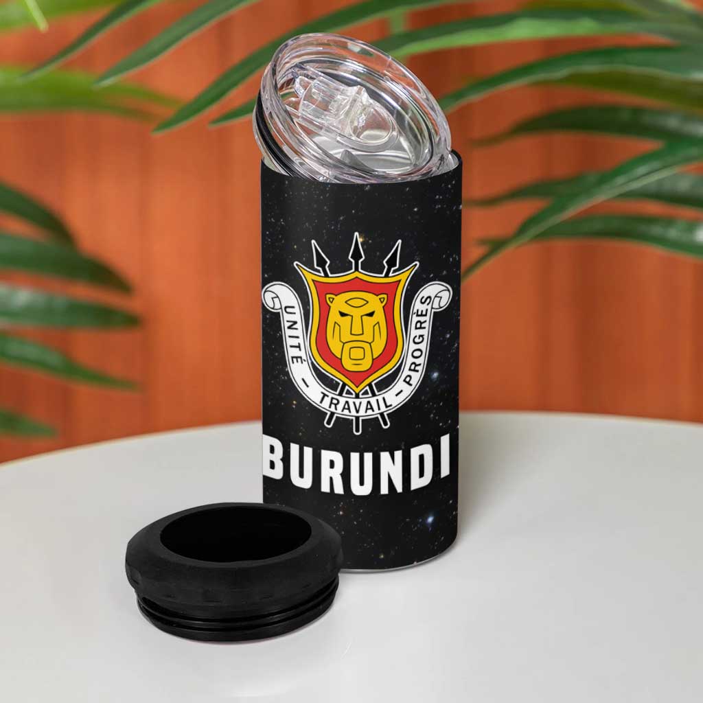 Burundi 4 in 1 Can Cooler Tumbler with Athletics Runners Black Red Green Flag Spirit TS04