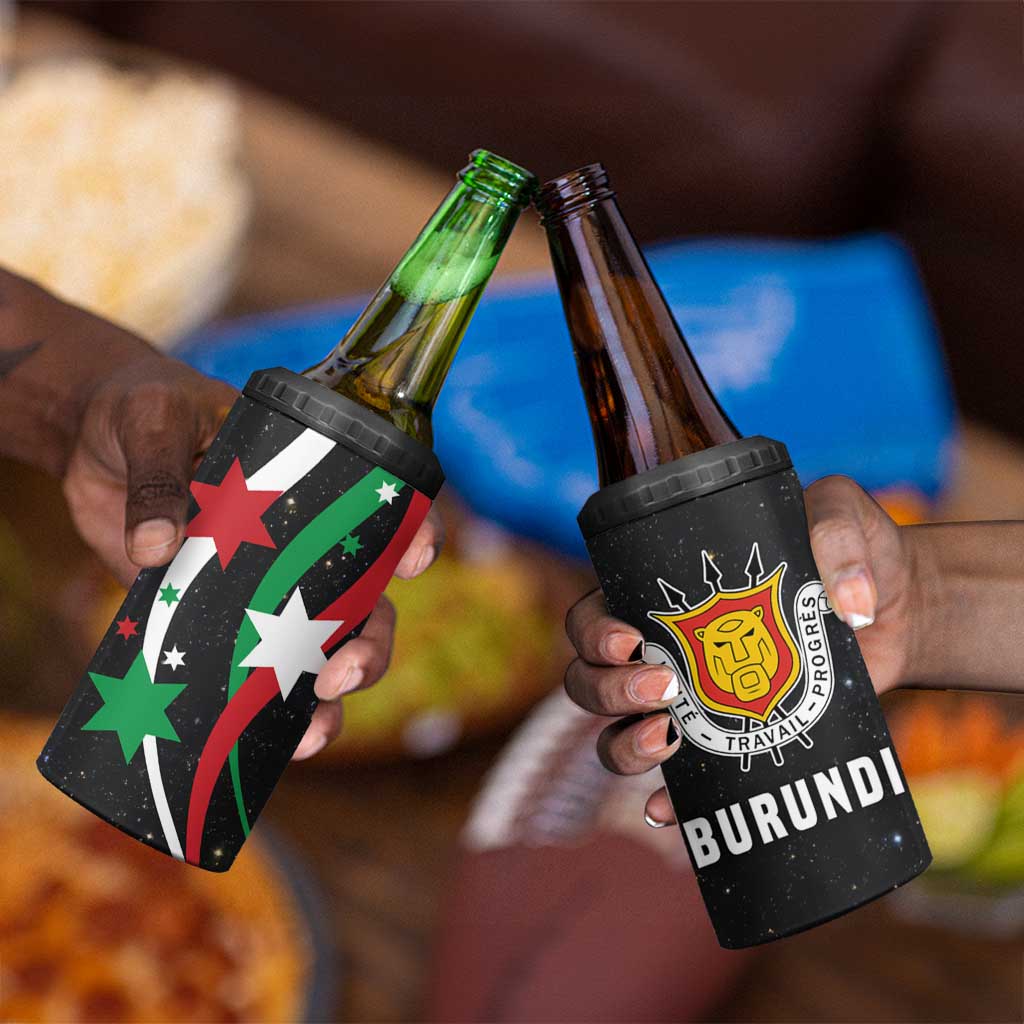 Burundi 4 in 1 Can Cooler Tumbler with Athletics Runners Black Red Green Flag Spirit TS04