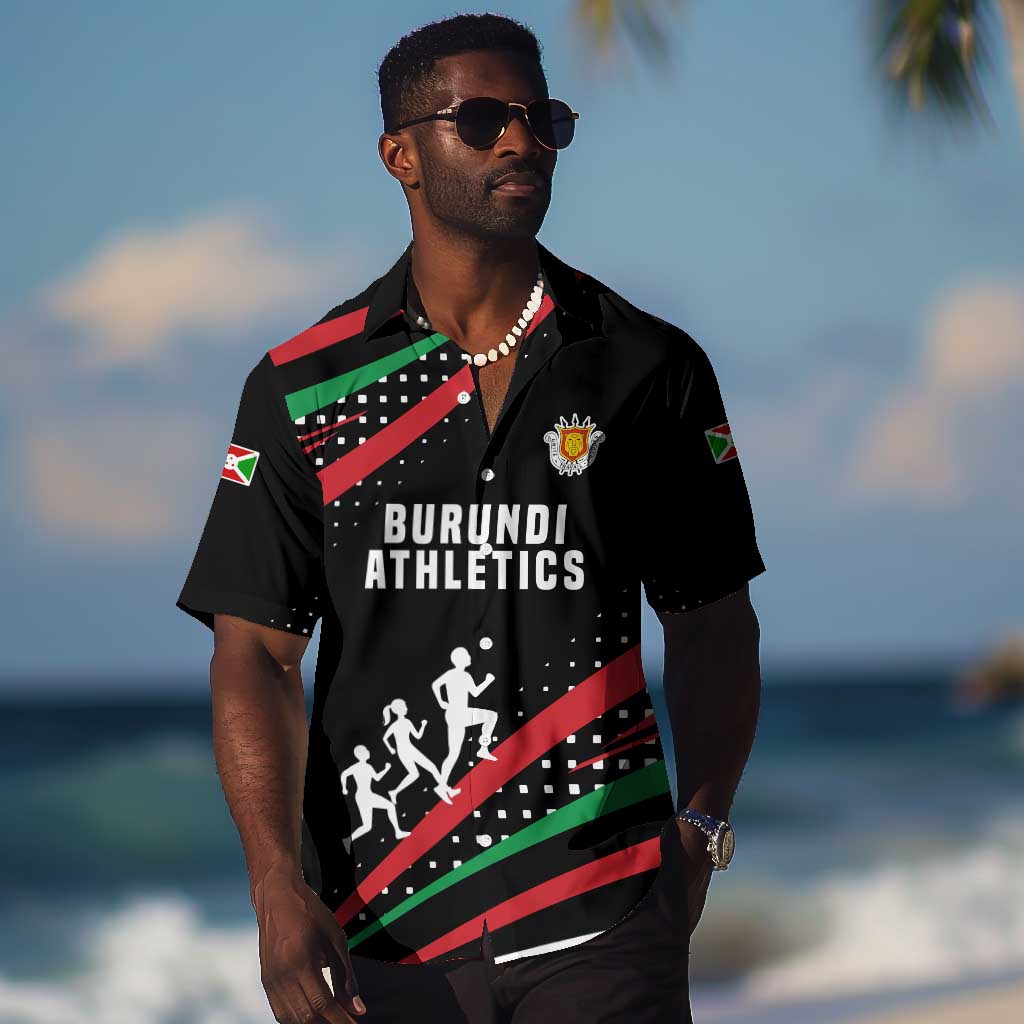 Burundi Hawaiian Shirt with Athletics Runners Black Red Green Flag Spirit TS04